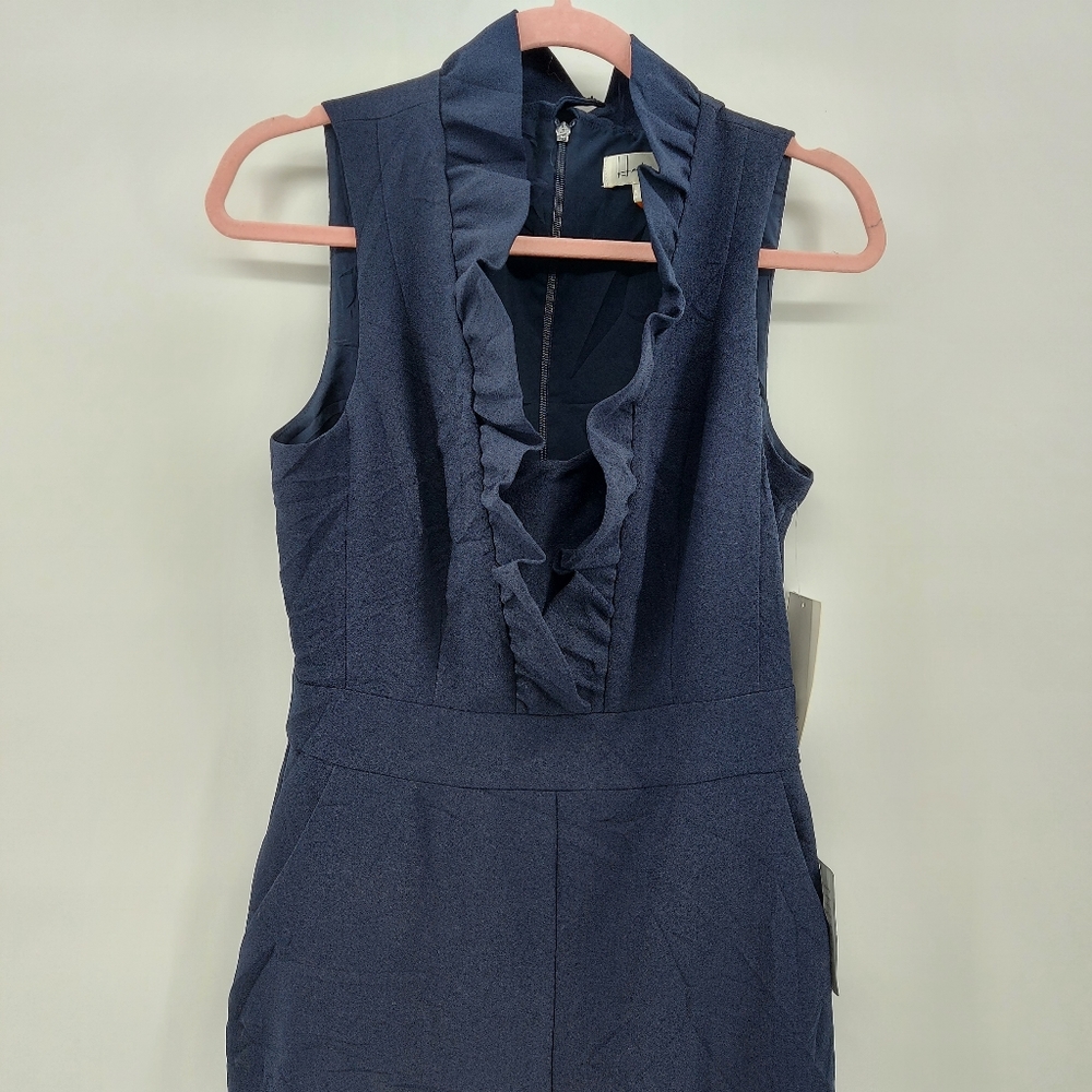Harper Rose sleeveless wide leg jumpsuit with ruffle at the neck